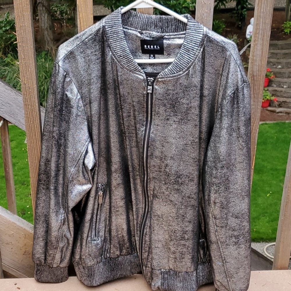 REBEL 2X Silver Bomber Jacket